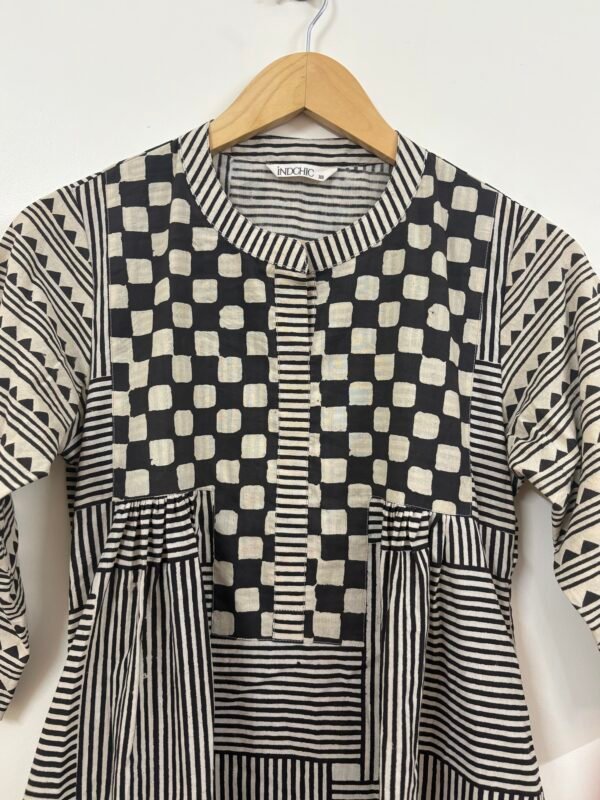 Black-White Handblock Printed Dress