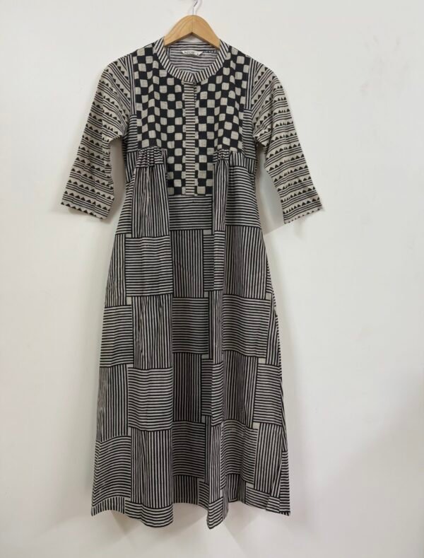 Black-White Handblock Printed Dress