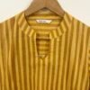 Yellow - Brown Striped Handblock Printed Dress
