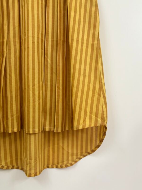 Yellow - Brown Striped Handblock Printed Dress