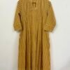 Yellow - Brown Striped Handblock Printed Dress