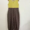 Brown - Yellow Pleated Jumpsuit