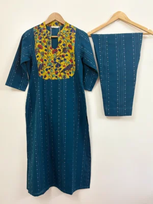 Indigo Blue - Kalamkari Yoke Co-ord Set