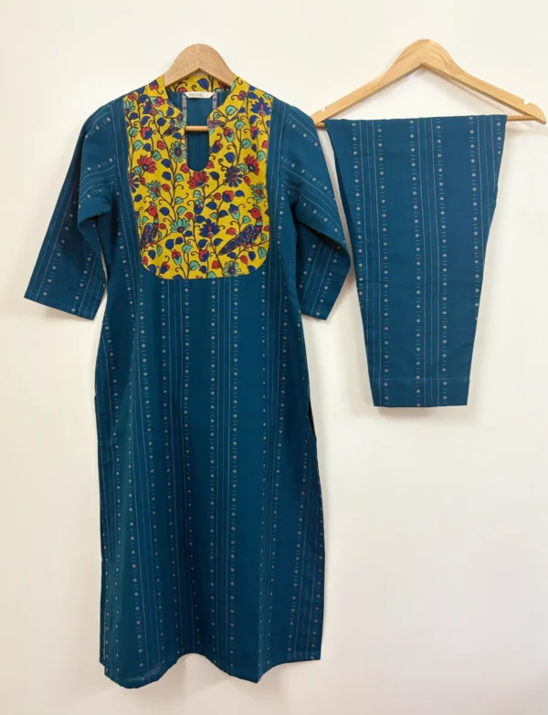 Indigo Blue - Kalamkari Yoke Co-ord Set