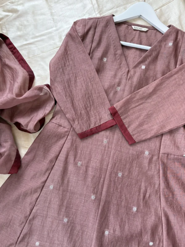 Mauve-Brown Mul Chanderi Set