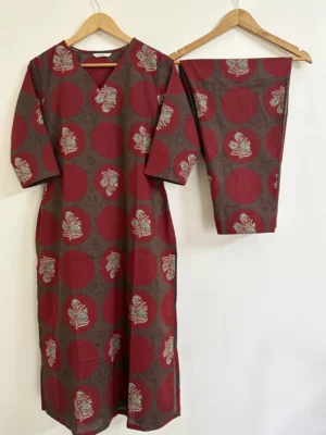 Brown - Circled Red Co-ord Set