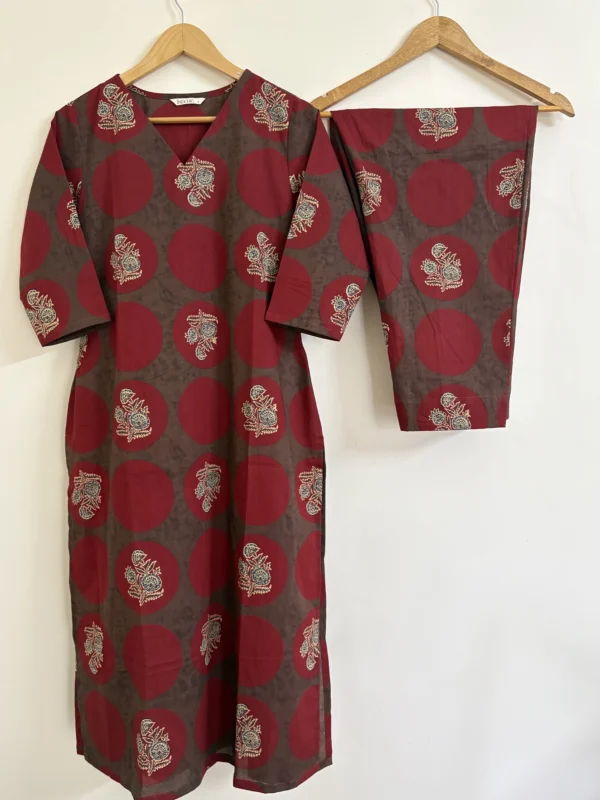 Brown - Circled Red Co-ord Set