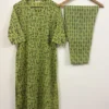Green Handblock Print Stick Figure Co-ord Set