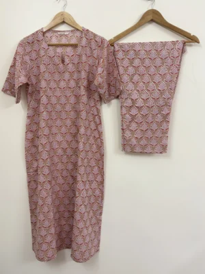 Beige Handlock Print Co-ord Set
