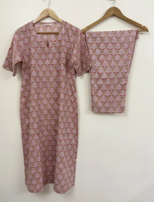 Beige Handlock Print Co-ord Set