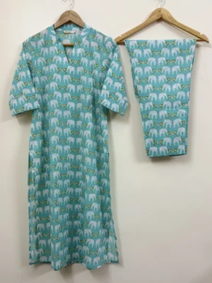 Sea Blue - Elephant Print Co-ord Set
