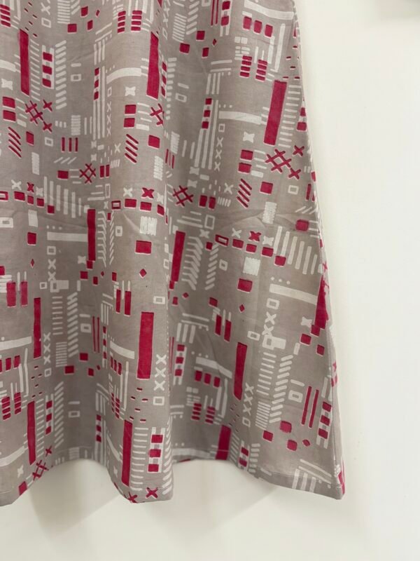Grey - Red Handblock Print Co-ord Set