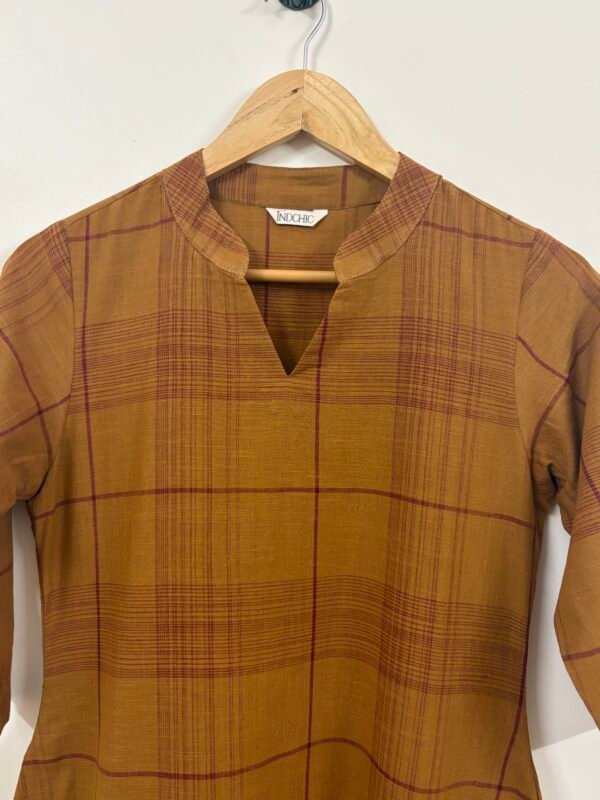 Brown - Burgundy Checks Dress