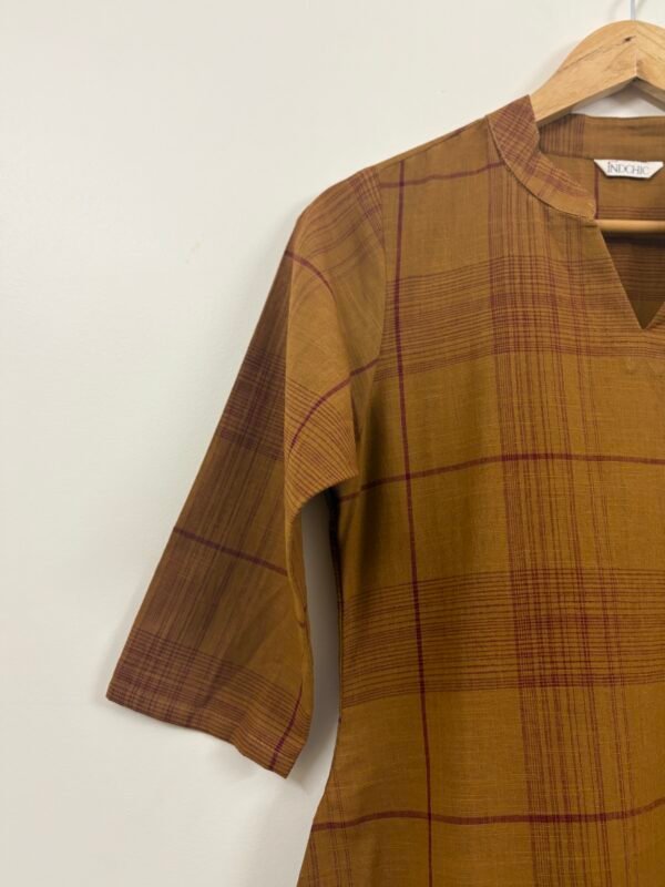 Brown - Burgundy Checks Dress