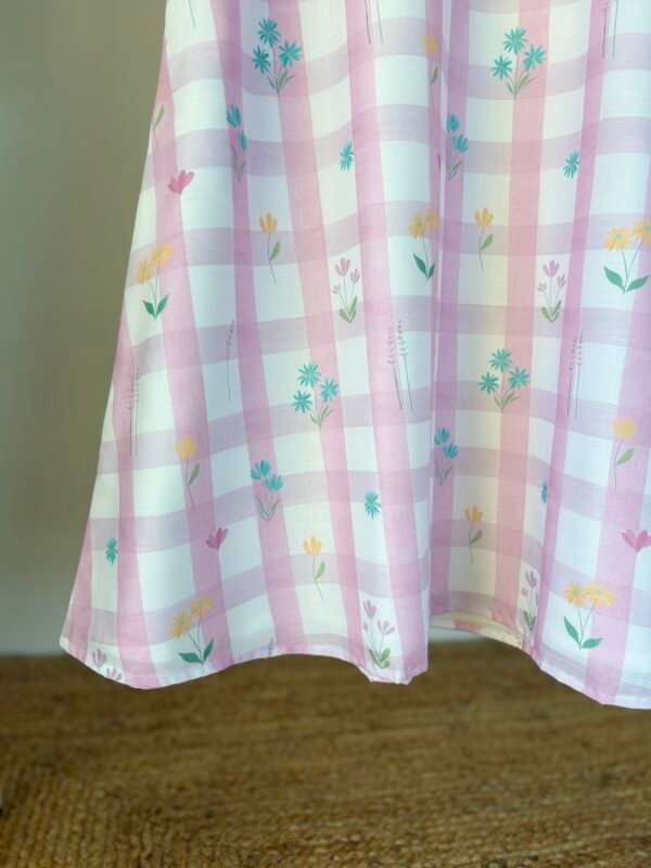 Pastel Pink Floral Checks Kurta Set