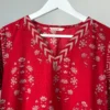 Red Handblock Printed Set - Kota doriya dupatta