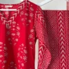 Red Handblock Printed Set - Kota doriya dupatta