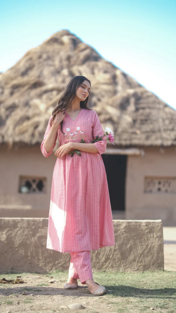 Blush Pink Embroidered Kurta Set