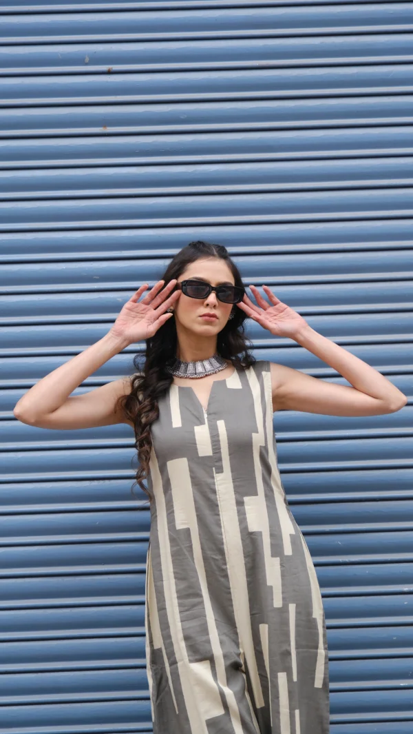 Grey - Off White Jumpsuit