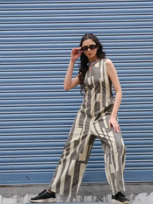 Grey - Off White Jumpsuit