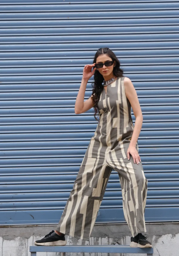 Grey - Off White Jumpsuit
