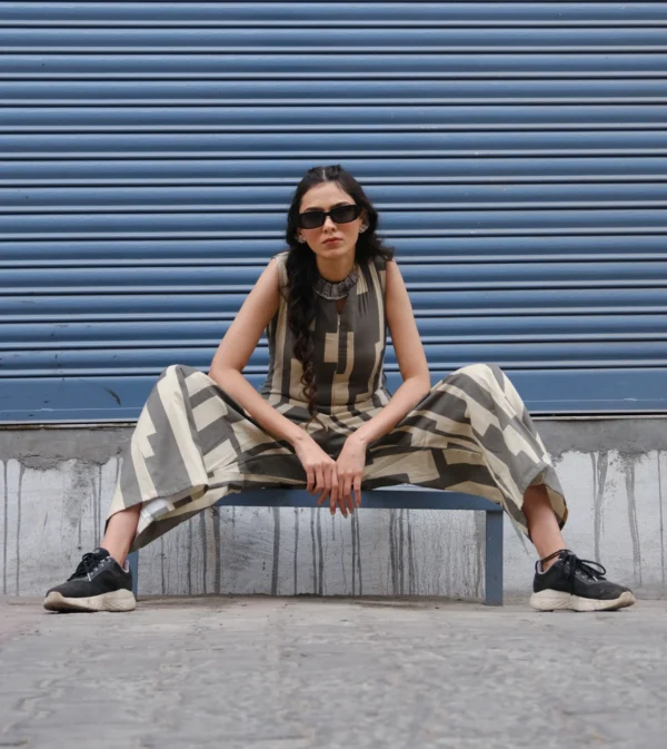 Grey - Off White Jumpsuit
