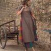 Grey - Violet Madras Checks Kurta Set