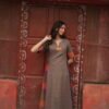 Grey - Violet Madras Checks Kurta Set