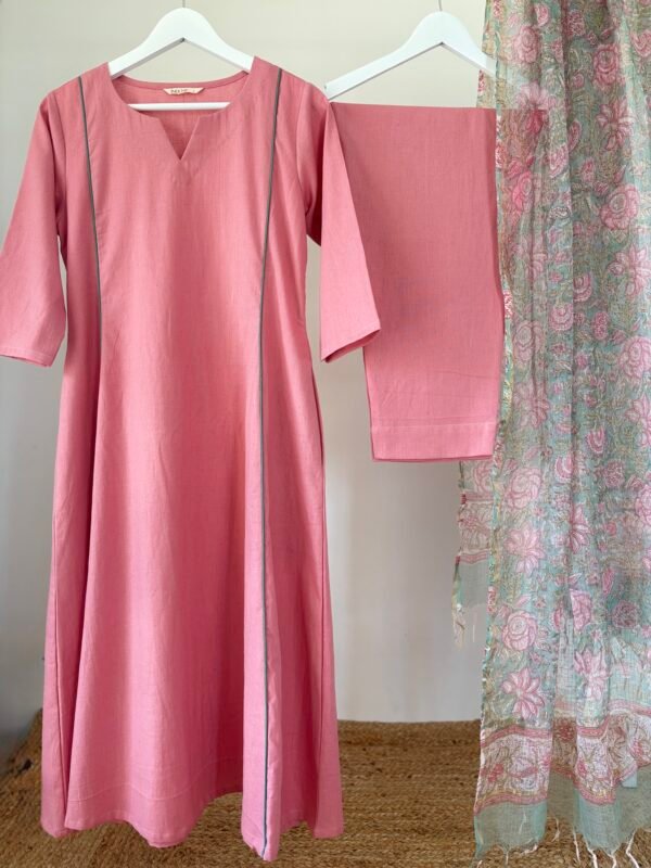 Blush Pink Kota Dupatta Set