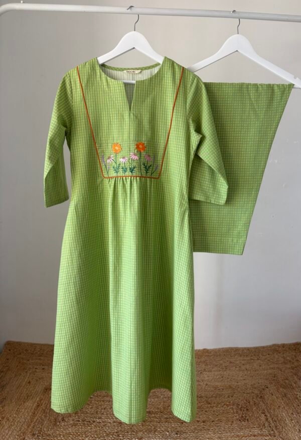Green Floral Embroidered Co-ord Set