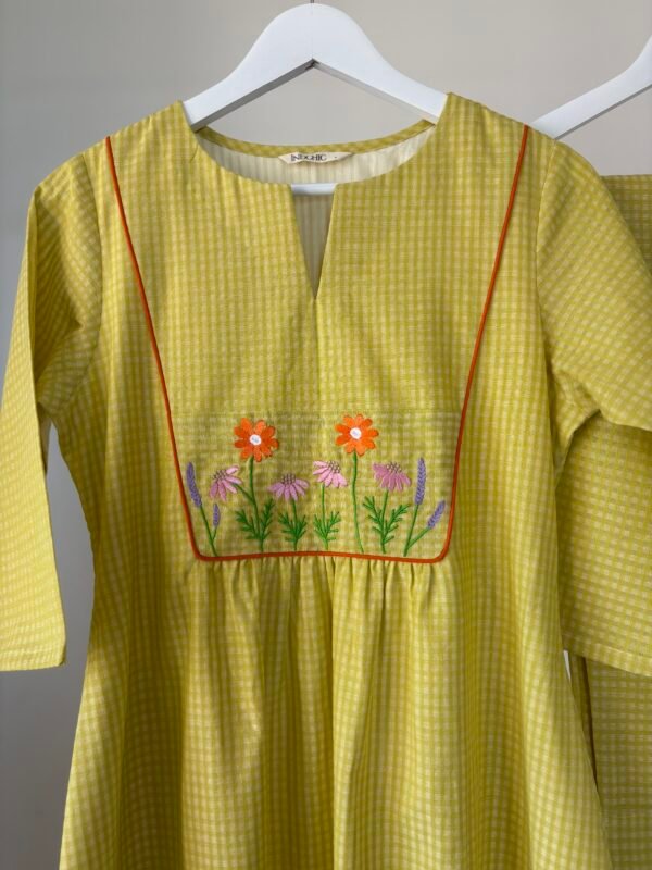 Yellow Floral Embroidered Co-ord Set