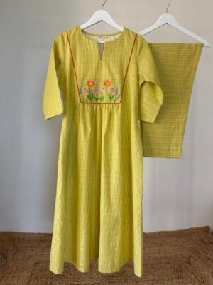Yellow Floral Embroidered Co-ord Set