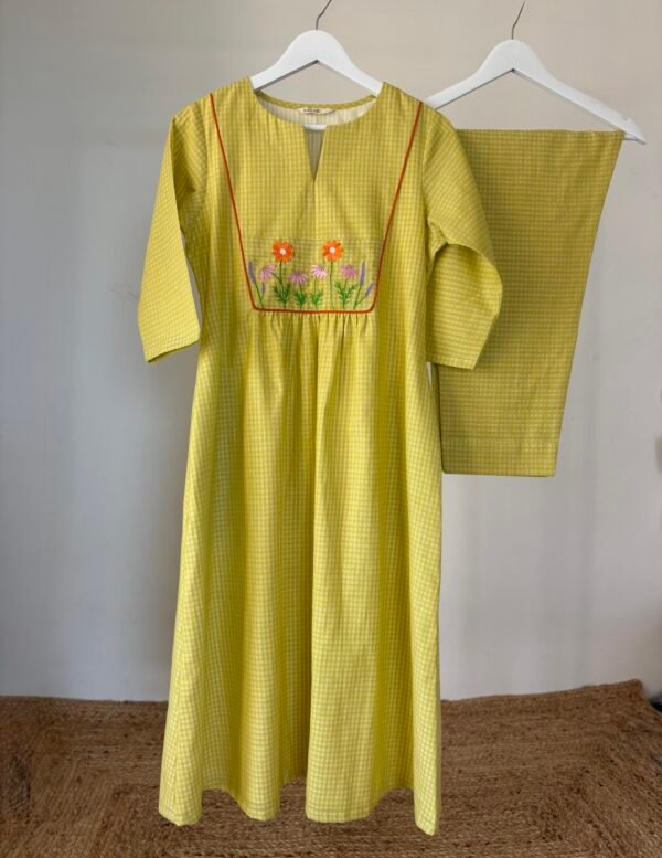 Yellow Floral Embroidered Co-ord Set