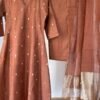 Almond Brown Mul Chanderi Set