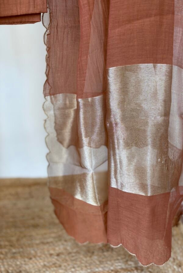 Almond Brown Mul Chanderi Set