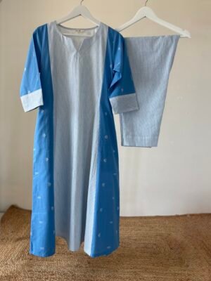 Blue Stripes Panel Kurta Set