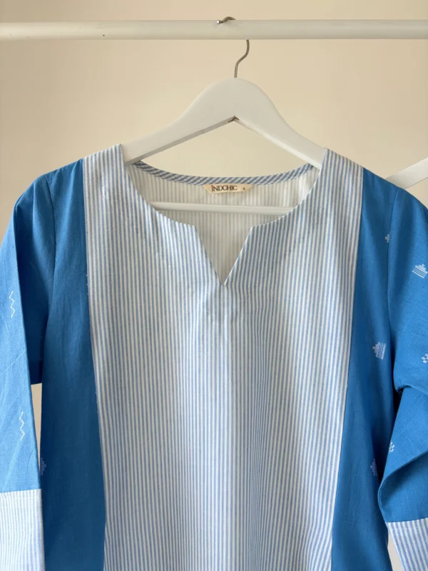 Blue Stripes Panel Kurta Set
