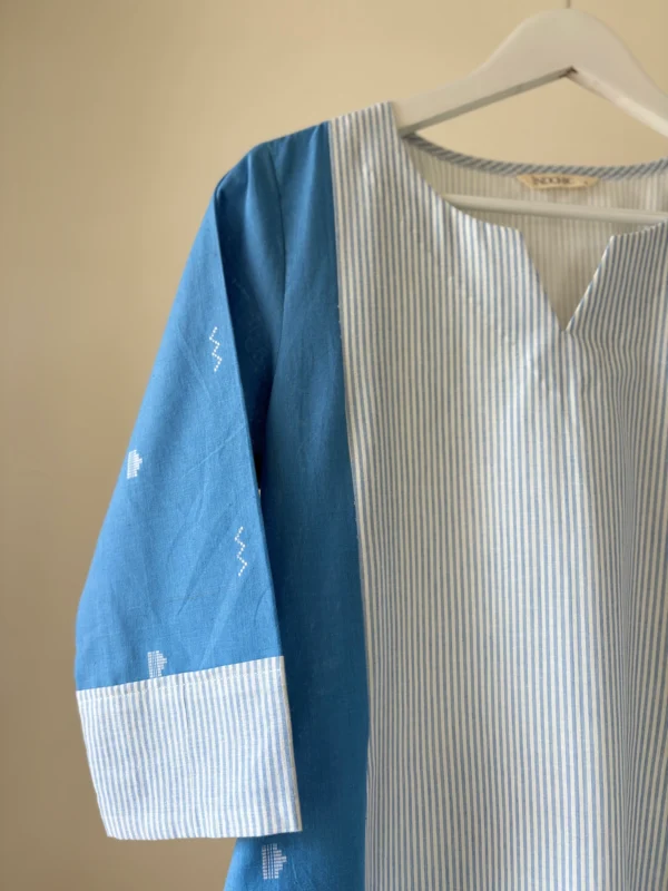 Blue Stripes Panel Kurta Set