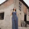 Linen-cotton Jumpsuit - Denim like blue