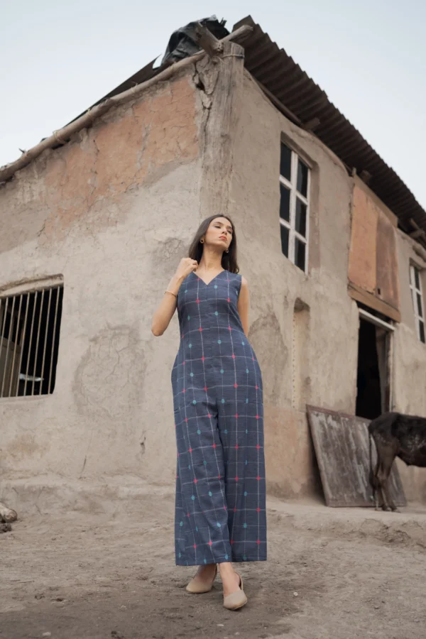Linen-cotton Jumpsuit - Denim like blue