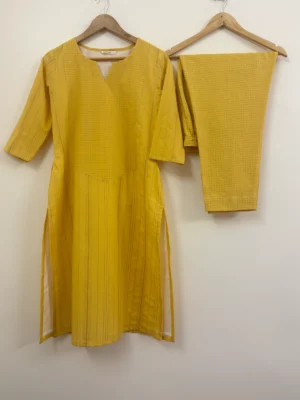 Yellow Lurex Kurta Set