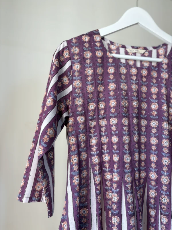 Violet Hand-block printed Kurta Set