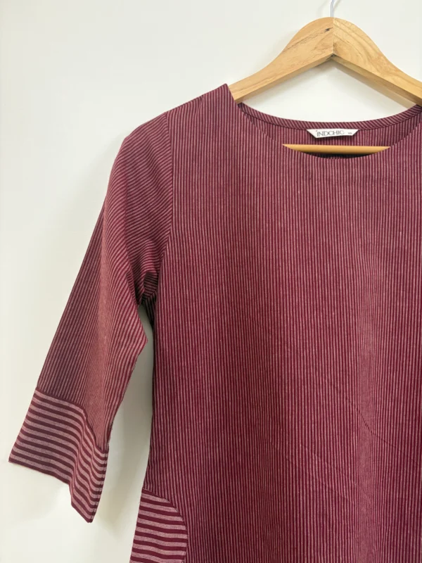 Berry Wine Striped Kurta Set
