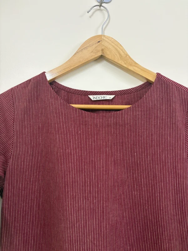 Berry Wine Striped Kurta Set