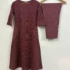 Berry Wine Striped Kurta Set