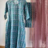 Blue hand-block printed set with Kota dupatta