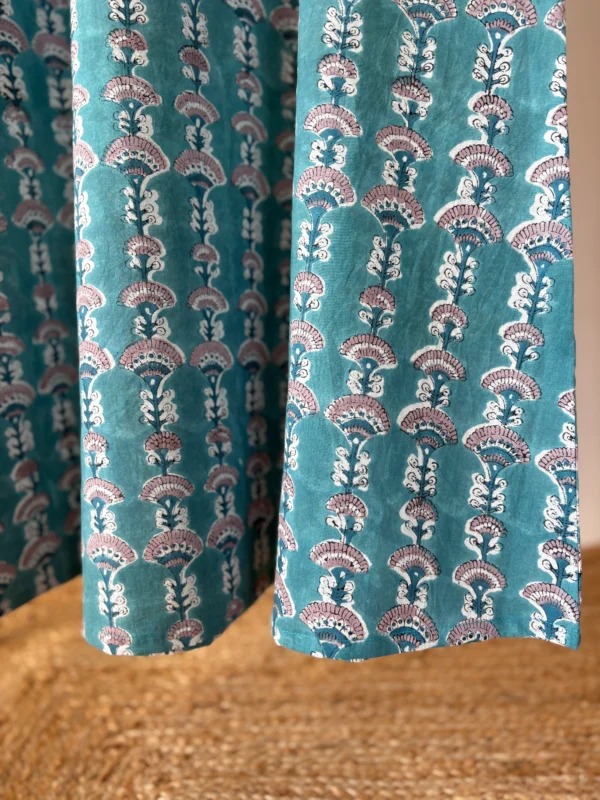 Blue hand-block printed set with Kota dupatta