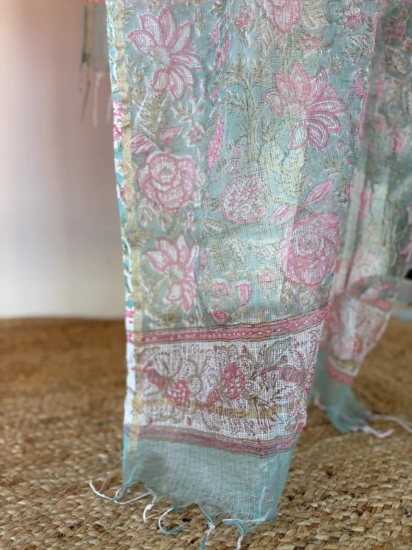 Peach set with kota dupatta