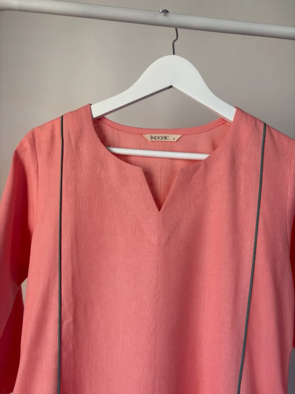 Peach set with kota dupatta