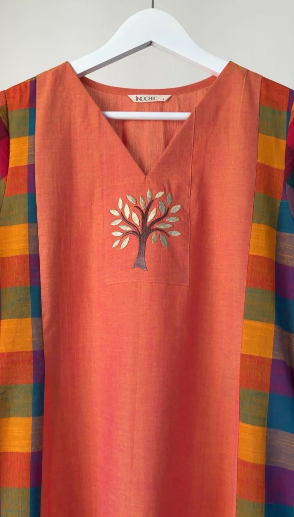 Double Shade Madras Checked Kurta Set